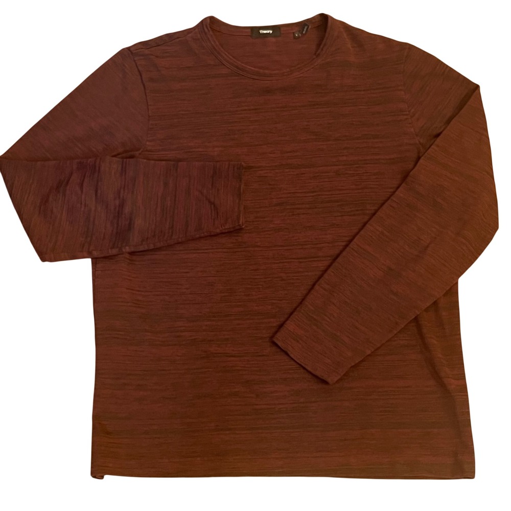Theory Gaskell NL Lounge Slub 2 Tee Mens L Burgundy Long Sleeve M0794540